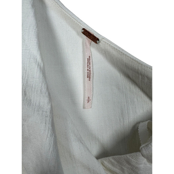 Free People Carmen One Shoulder Crop Top Size S White Tie Front Resort - Picture 4 of 9